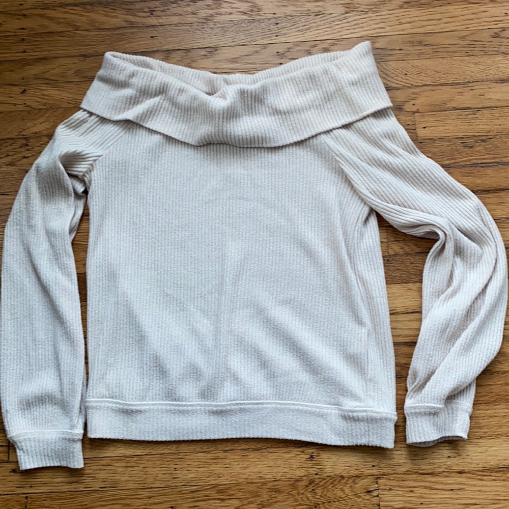 Abercrombie and Fitch off the Shoulder Tan Sweater